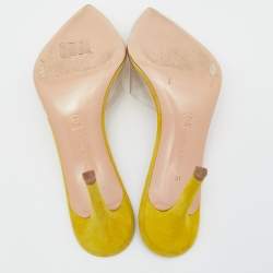 Pre Owned Gianvito Rossi Clear/Yellow PVC And Suede Elle 105 Slide Sandals Size 37