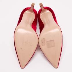 Pre Owned Gianvito Rossi Red Velevt Pointed Toe Pumps Size 38