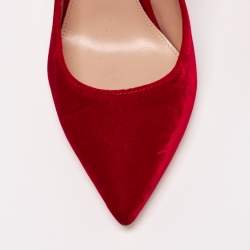 Pre Owned Gianvito Rossi Red Velevt Pointed Toe Pumps Size 38