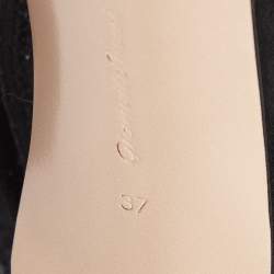 Pre Owned Gianvito Rossi Black Suede And Floral Stretch Lace Fabric Over The Knee Boot Sandals Size 37