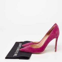Pre Owned Gianvito Rossi Shocking Pink Suede Pointed-Toe Pumps Size 39.5