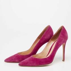 Pre Owned Gianvito Rossi Shocking Pink Suede Pointed-Toe Pumps Size 39.5