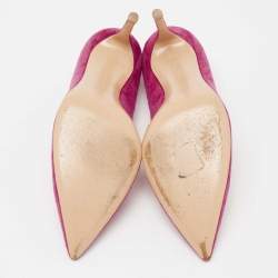 Pre Owned Gianvito Rossi Shocking Pink Suede Pointed-Toe Pumps Size 39.5