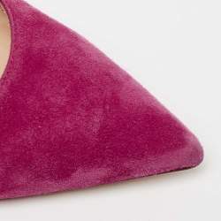 Pre Owned Gianvito Rossi Shocking Pink Suede Pointed-Toe Pumps Size 39.5