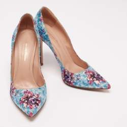 Pre Owned Gianvito Rossi Multicolor Floral Print Fabric Lisa Ponker Pumps Size 39.5