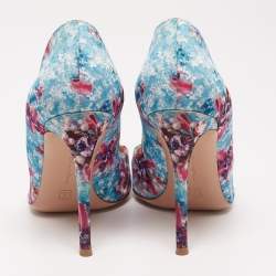 Pre Owned Gianvito Rossi Multicolor Floral Print Fabric Lisa Ponker Pumps Size 39.5