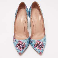 Pre Owned Gianvito Rossi Multicolor Floral Print Fabric Lisa Ponker Pumps Size 39.5
