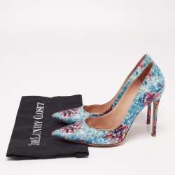 Pre Owned Gianvito Rossi Multicolor Floral Print Fabric Lisa Ponker Pumps Size 39.5