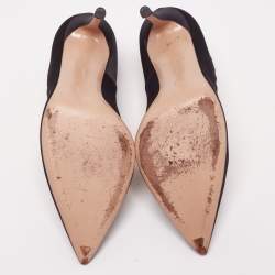 Pre Owned Gianvito Rossi Black Satin and Cut Out Suede Pumps Size 39.5