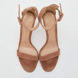 Pre Owned Gianvito Rossi Brown Suede Portofino Ankle Cuff Sandals Size 39.5