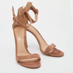 Pre Owned Gianvito Rossi Brown Suede Portofino Ankle Cuff Sandals Size 39.5