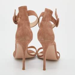 Pre Owned Gianvito Rossi Brown Suede Portofino Ankle Cuff Sandals Size 39.5