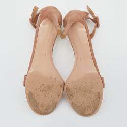 Pre Owned Gianvito Rossi Brown Suede Portofino Ankle Cuff Sandals Size 39.5