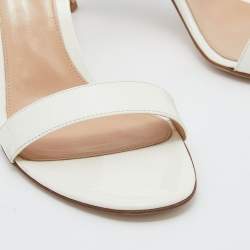 Pre Owned Gianvito Rossi White Patent Leather Portofino Ankle Cuff Sandals Size 38.5