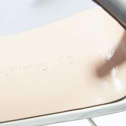 Pre Owned Gianvito Rossi White Patent Leather Portofino Ankle Cuff Sandals Size 38.5