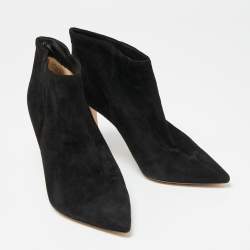 Pre Owned Gianvito Rossi Black Suede Kat Ankle Booties Size 41