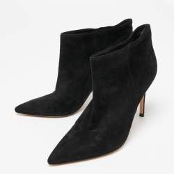 Pre Owned Gianvito Rossi Black Suede Kat Ankle Booties Size 41