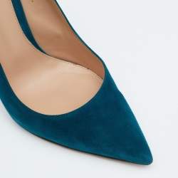 Pre Owned Gianvito Rossi Teal Blue Suede Gianvito Pointed Toe Pumps Size 40