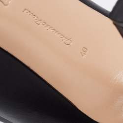 Pre Owned Gianvito Rossi Black Leather Vamp Peep Toe Booties Size 40