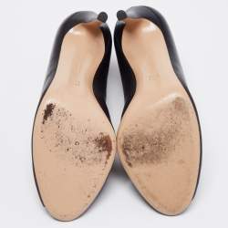 Pre Owned Gianvito Rossi Black Leather Vamp Peep Toe Booties Size 40