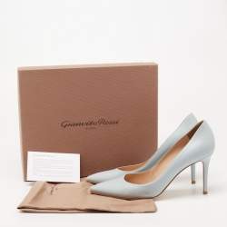 Pre Owned Gianvito Rossi Light Blue Leather Pointed-Toe Pumps Size 41