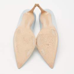 Pre Owned Gianvito Rossi Light Blue Leather Pointed-Toe Pumps Size 41