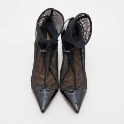 Gianvito Rossi Black Mesh And Patent Leather Idol Booties Size 36.5