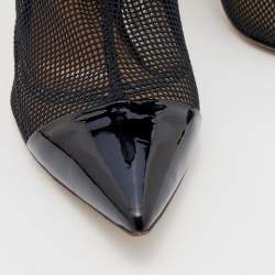 Gianvito Rossi Black Mesh And Patent Leather Idol Booties Size 36.5