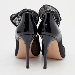 Gianvito Rossi Black Mesh And Patent Leather Idol Booties Size 36.5