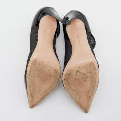 Gianvito Rossi Black Mesh And Patent Leather Idol Booties Size 36.5