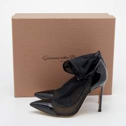 Gianvito Rossi Black Mesh And Patent Leather Idol Booties Size 36.5