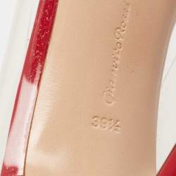 Pre Owned Gianvito Rossi Black/Red Patent And PVC Plexi Pointed Toe Pumps Size 39.5