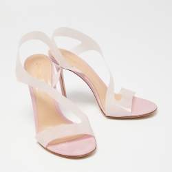 Pre Owned Gianvito Rossi Pink PVC Metropolis Slingback Sandals Size 38