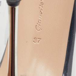 Pre Owned Gianvito Rossi Black PVC And Leather Eyelet Pointed Toe Pumps Size 37