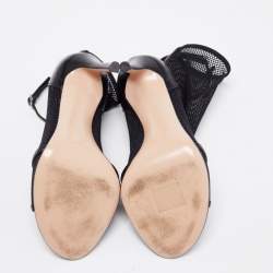 Pre Owned Gianvito Rossi Black Mesh and Leather Idol Open-Toe Ankle Booties Size 36