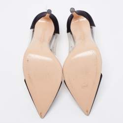 Pre Owned Gianvito Rossi Black Satin And PVC Plexi Pumps Size 39