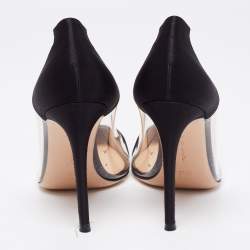 Pre Owned Gianvito Rossi Black Satin And PVC Plexi Pumps Size 39