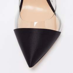 Pre Owned Gianvito Rossi Black Satin And PVC Plexi Pumps Size 39