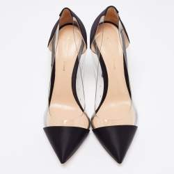Pre Owned Gianvito Rossi Black Satin And PVC Plexi Pumps Size 39