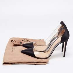 Pre Owned Gianvito Rossi Black Satin And PVC Plexi Pumps Size 39