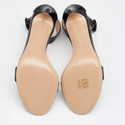 Pre Owned Gianvito Rossi Black Patent Leather Portofino Ankle Strap Sandals Size 38.5