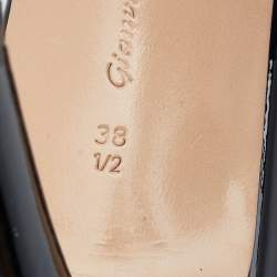 Pre Owned Gianvito Rossi Black Patent Leather Portofino Ankle Strap Sandals Size 38.5