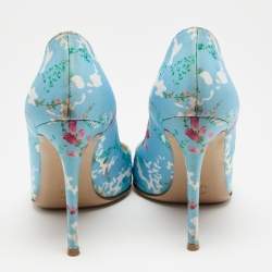 Pre Owned Gianvito Rossi Multicolor Floral Print Fabric Lisa Ponker Pumps Size 39
