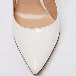 Pre Owned حذاء كعب عالي جيانفيتو روسي جلد أبيض لامع مقدمة مدببة مقاس 38