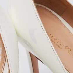 Pre Owned حذاء كعب عالي جيانفيتو روسي جلد أبيض لامع مقدمة مدببة مقاس 38