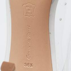 Pre Owned Gianvito Rossi White Patent Leather And PVC Plexi Pointed Toe Pumps Size 36.5