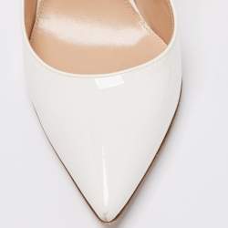 Pre Owned Gianvito Rossi White Patent Leather Pointed Toe Pumps Size 38