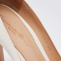 Pre Owned Gianvito Rossi White Patent Leather Pointed Toe Pumps Size 38