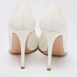 Pre Owned Gianvito Rossi White Patent Leather Pointed Toe Pumps Size 38