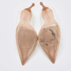 Pre Owned Gianvito Rossi White Patent Leather Pointed Toe Pumps Size 38